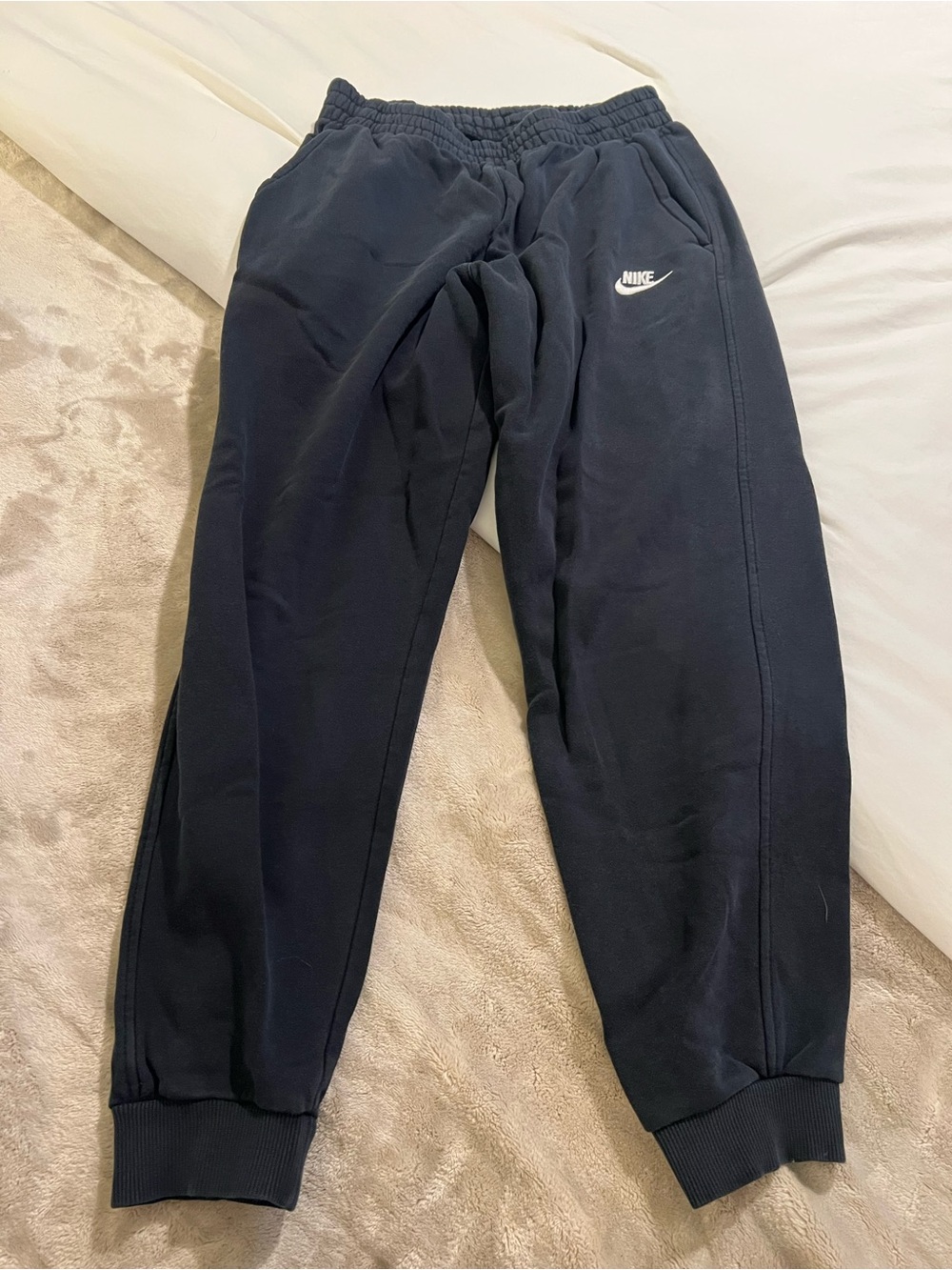 Nike Black Jogger Sweatpants with White Swoosh